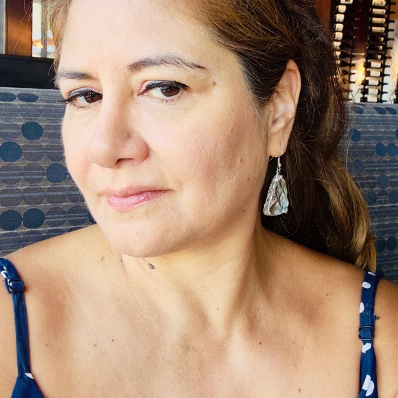 Anchor Hocking Crystal Glass Artisan Earrings W/ Silver Blend Bezel & 925 Hooks - Picture 3 of 17